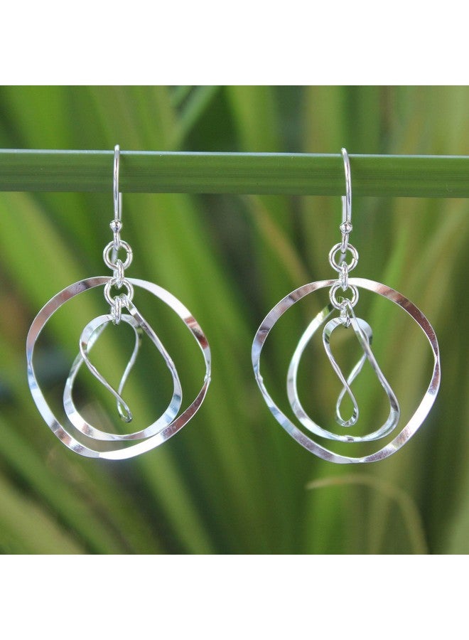 NOVICA Artisan Handmade .925 Sterling Silver Dangle Earrings Thailand Modern 'Twirling' - Image 2