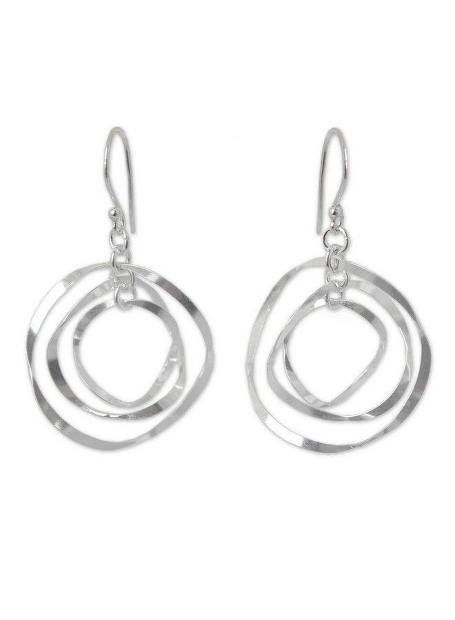 NOVICA Artisan Handmade .925 Sterling Silver Dangle Earrings Thailand Modern 'Twirling' - Image 1