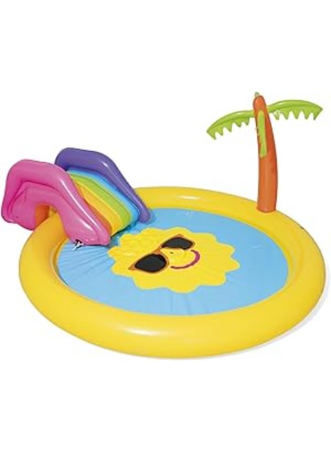 Bestway Inflatable Sun-Print Kiddie Pool with Slide, 201x104 cm