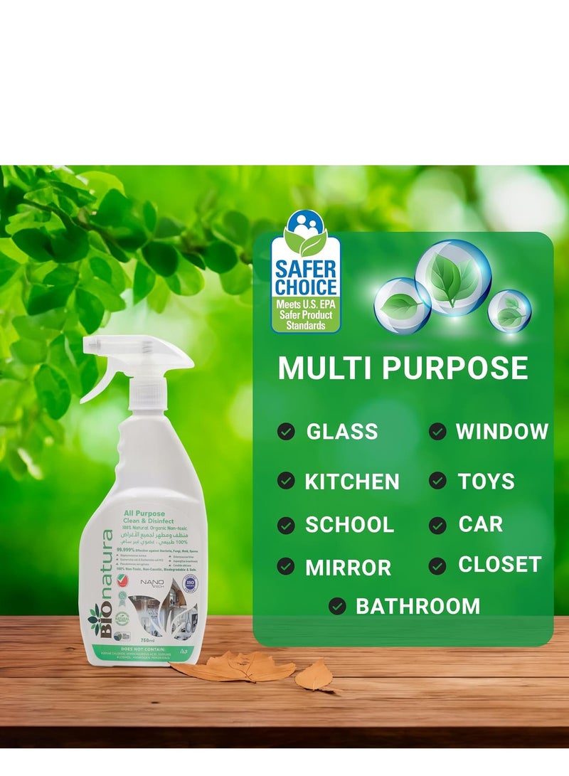 BioNatura All Purpose Clean and Disinfect - Bionatura - 100% Natural, Organic, Non-Toxic - Antivirus, Biodegradable and Safe - 750 ml - Image 4