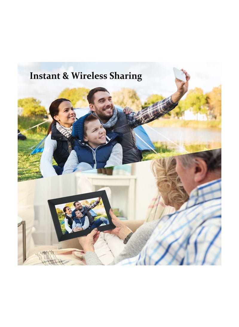 Generic 10.1 Inch WiFi Digital Picture Frame IPS Touch Screen Smart Cloud Photo Frame with 16GB Storage Easy Setup to Share Photos or Videos via Frameo APP Auto-Rotate Wall Mountable (Black)  Help me rewrite  - Image 2