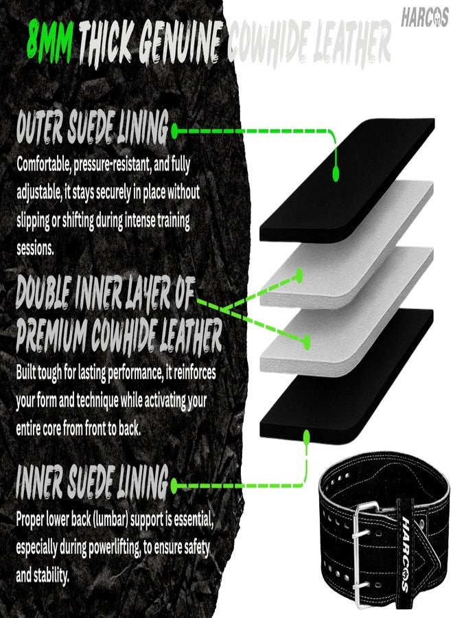 Harcos Genuine Leather Premium 8mm Thick Weightlifting Belt for Serious Functional Fitness, Weightlifting, and Olympic Lifting Athletes - Lifting Support for Men and Women - Deadlift Training Belt- 4 inch Wide- 4 Leather Layers (Black (8 mm), Medium) - Image 3