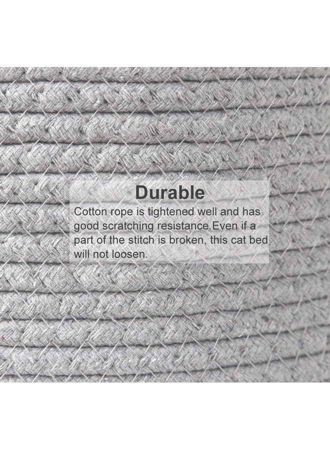 Large Cat Bed Basket Round Cotton Rope Woven - Calming Cat Rope Bed Sleep Surface 17.7 inches(45 cm),Cozy Scratching Indoor Cat Bed for a Large Cat or 2 Small Cats,Fit up to 20 lbs Pets,Washable,Grey - Image 4