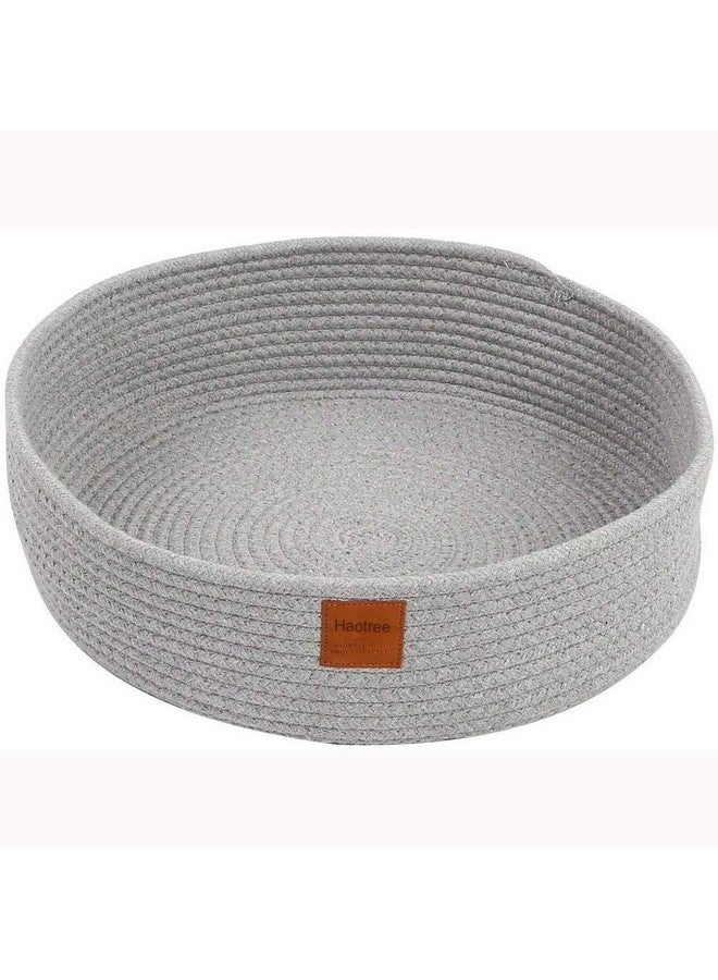 Large Cat Bed Basket Round Cotton Rope Woven - Calming Cat Rope Bed Sleep Surface 17.7 inches(45 cm),Cozy Scratching Indoor Cat Bed for a Large Cat or 2 Small Cats,Fit up to 20 lbs Pets,Washable,Grey - Image 1