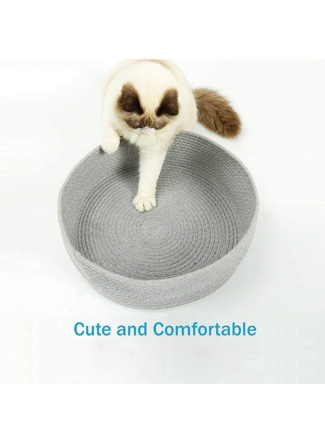 Large Cat Bed Basket Round Cotton Rope Woven - Calming Cat Rope Bed Sleep Surface 17.7 inches(45 cm),Cozy Scratching Indoor Cat Bed for a Large Cat or 2 Small Cats,Fit up to 20 lbs Pets,Washable,Grey - Image 5