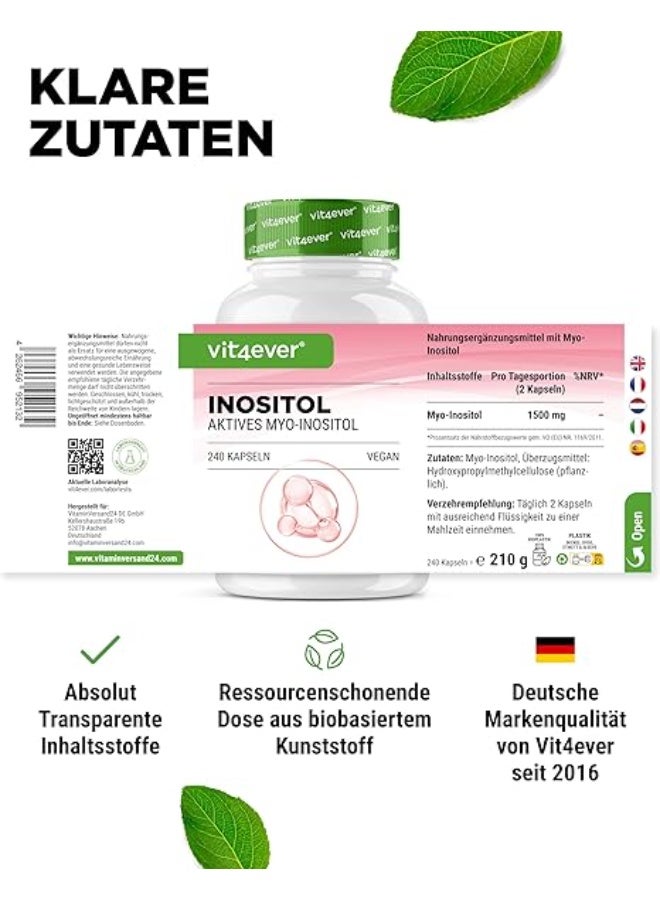 Vit4ever Myo-Inositol – 1500 mg – Supports Hormonal Balance & Women’s Health – 240 Vegan Capsules – Made in Germany - Image 4