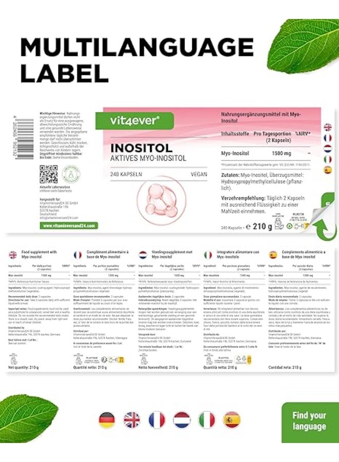 Vit4ever Myo-Inositol – 1500 mg – Supports Hormonal Balance & Women’s Health – 240 Vegan Capsules – Made in Germany - Image 5