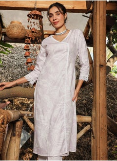 QISSA Women's Saltbox Beige Soft Fern Kurta With Trousers  - Image 1