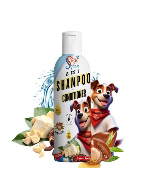 Forever Fresh 2-In-1 Pet Shampoo And Conditioner - Grooming Solution For Soft, Shiny, Healthy Coats, Enriched With Cocoa Butter, Perfect For Dogs & Cats Of All Breeds And Sizes (200Ml)