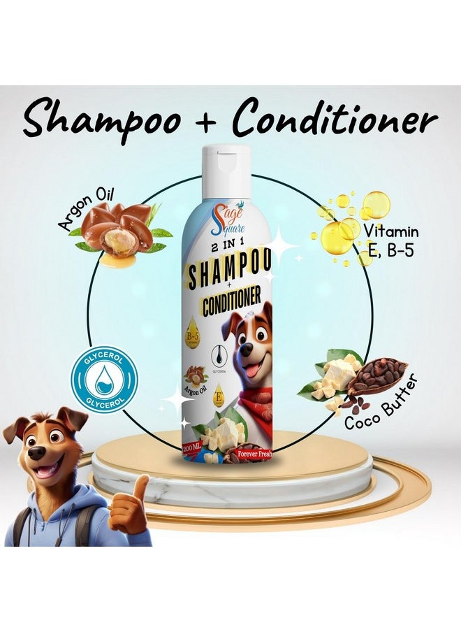 Sage Square Forever Fresh 2-In-1 Pet Shampoo And Conditioner - Grooming Solution For Soft, Shiny, Healthy Coats, Enriched With Cocoa Butter, Perfect For Dogs & Cats Of All Breeds And Sizes (200Ml)  - Image 2