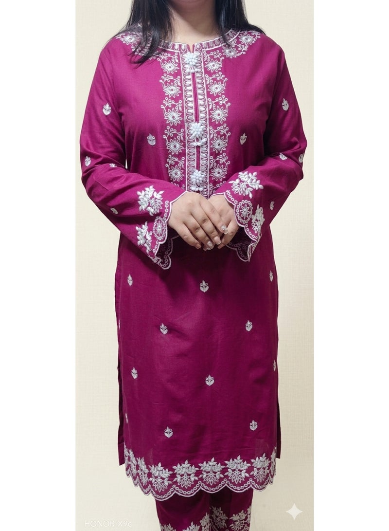 Fabric Pakistani Lawn Embroidery Stitched 2-Piece – 2026 Collection. - Image 4