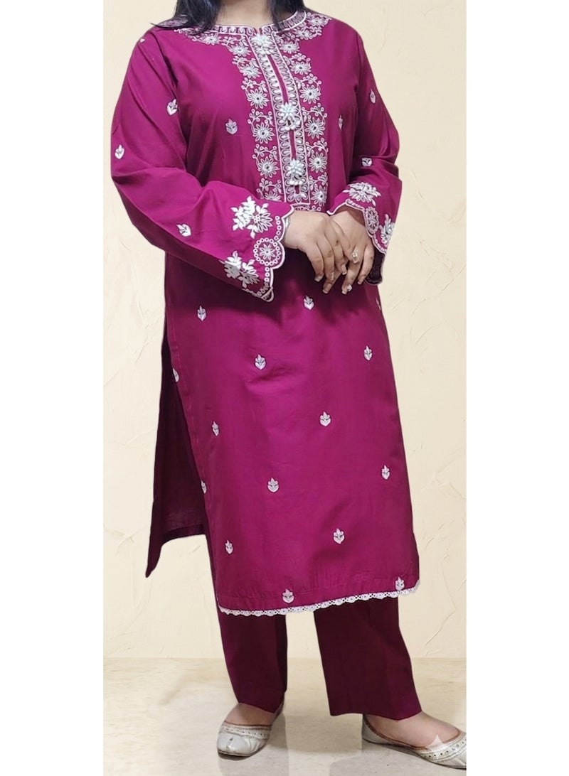 Fabric Pakistani Lawn Embroidery Stitched 2-Piece – 2026 Collection. - Image 1