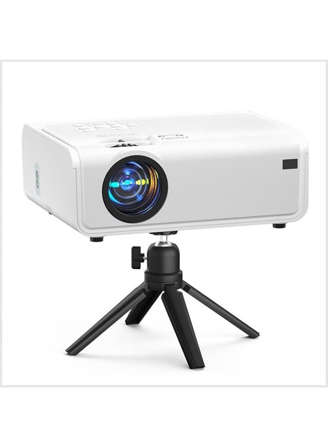 بروجكتور محمول بدقة فل اتش دي 1080P مع تركيز كهربائي وتصحيح الانحراف واتصال واي فاي وبلوتوث وحامل قابل للتعديل للترفيه المنزلي والاستخدام الخارجي - Image 1