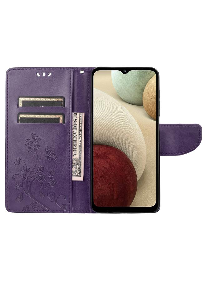 S-TOP Case For Samsung Galaxy A03 Butterfly Flower Pattern Horizontal Flip Leather Phone Case with Card Slot & Holder - Image 4