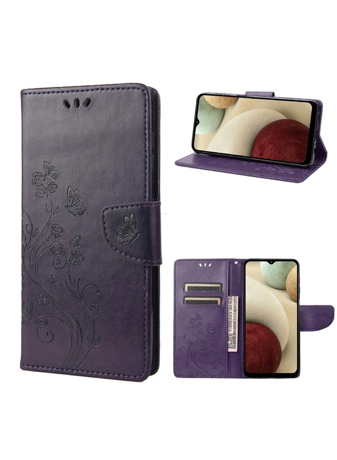 S-TOP Case For Samsung Galaxy A03 Butterfly Flower Pattern Horizontal Flip Leather Phone Case with Card Slot & Holder - Image 1