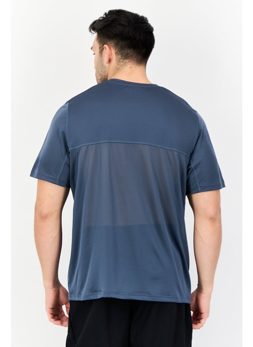 Reebok Men Sportswear Fit Short Sleeve Outdoor T-shirt, Dark Teal Blue  - Image 3