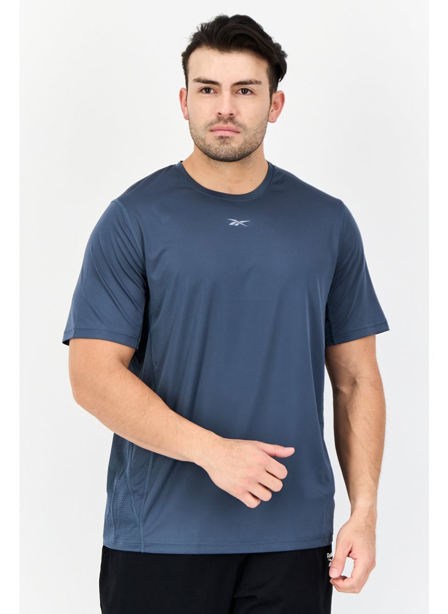 Reebok Men Sportswear Fit Short Sleeve Outdoor T-shirt, Dark Teal Blue  - Image 1