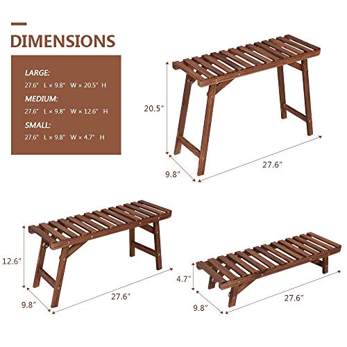 U-Fine Ufine Freestanding 3 Tier Ladder Shelf Wood Plant Stand Indoor Outdoor Plant Display Rack Flower Pot Holder Planter Organizer - Image 5