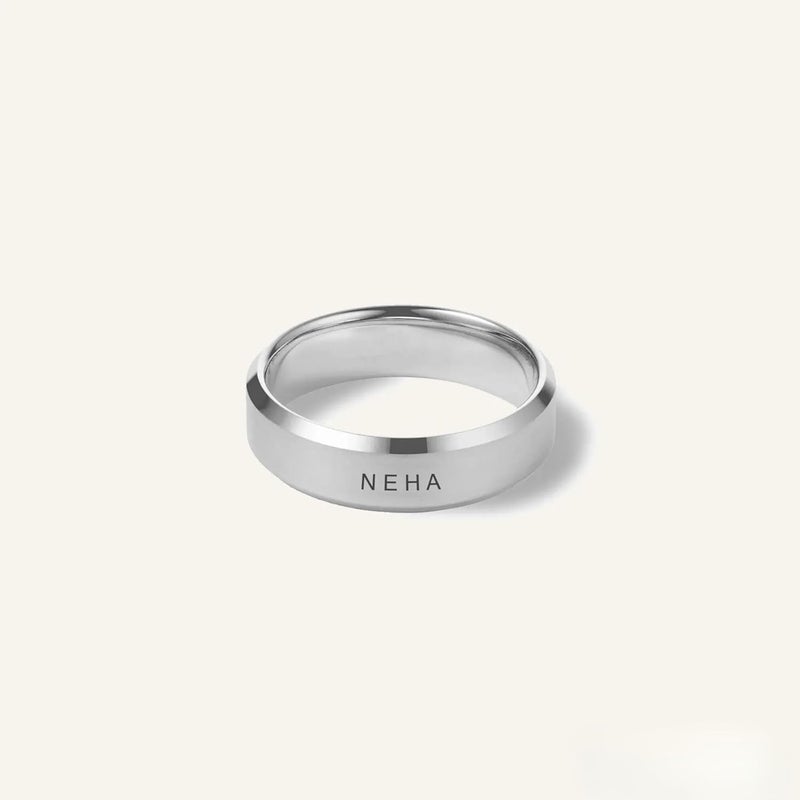 Custom SILVER PERSONALISED RING | RING | SILVER PLATED RING | SILVER RING | NAME RING | UNISEX FOR MEN & WOMEN | STAINLESS STEEL MATERIAL | BEST FOR GIFTING | SIZES 17,18,19,20,21&22MM - Image 2