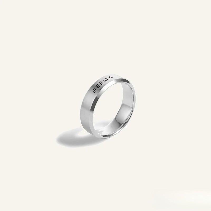 Custom SILVER PERSONALISED RING | RING | SILVER PLATED RING | SILVER RING | NAME RING | UNISEX FOR MEN & WOMEN | STAINLESS STEEL MATERIAL | BEST FOR GIFTING | SIZES 17,18,19,20,21&22MM - Image 3