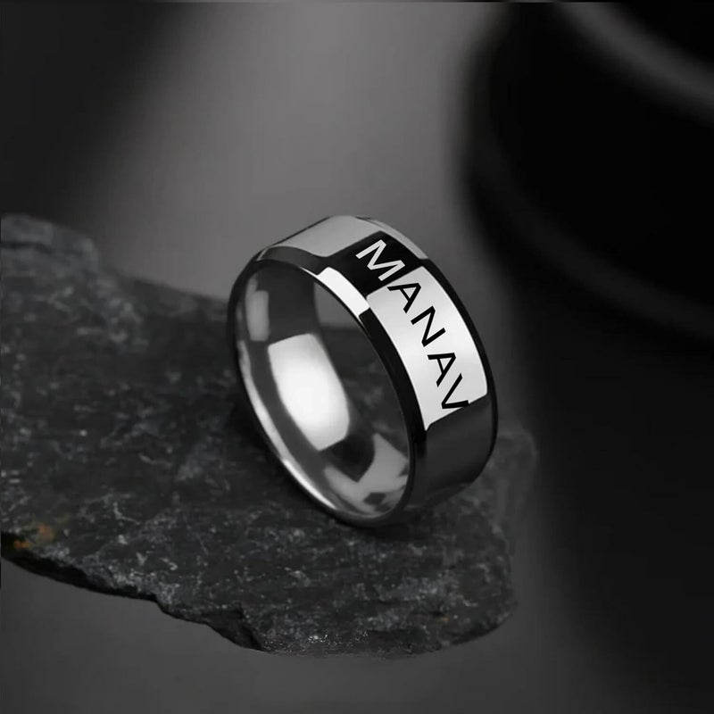 Custom SILVER PERSONALISED RING | RING | SILVER PLATED RING | SILVER RING | NAME RING | UNISEX FOR MEN & WOMEN | STAINLESS STEEL MATERIAL | BEST FOR GIFTING | SIZES 17,18,19,20,21&22MM - Image 4