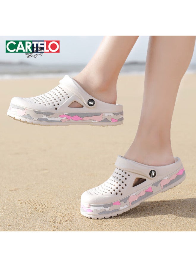 CARTELO Crocodile Perforated Shoes, Women'S Sandals, Casual Garden Slippers, Dual-Use Beach Shoes, Sandals For Women, 1287 White, Size 37 - Image 5