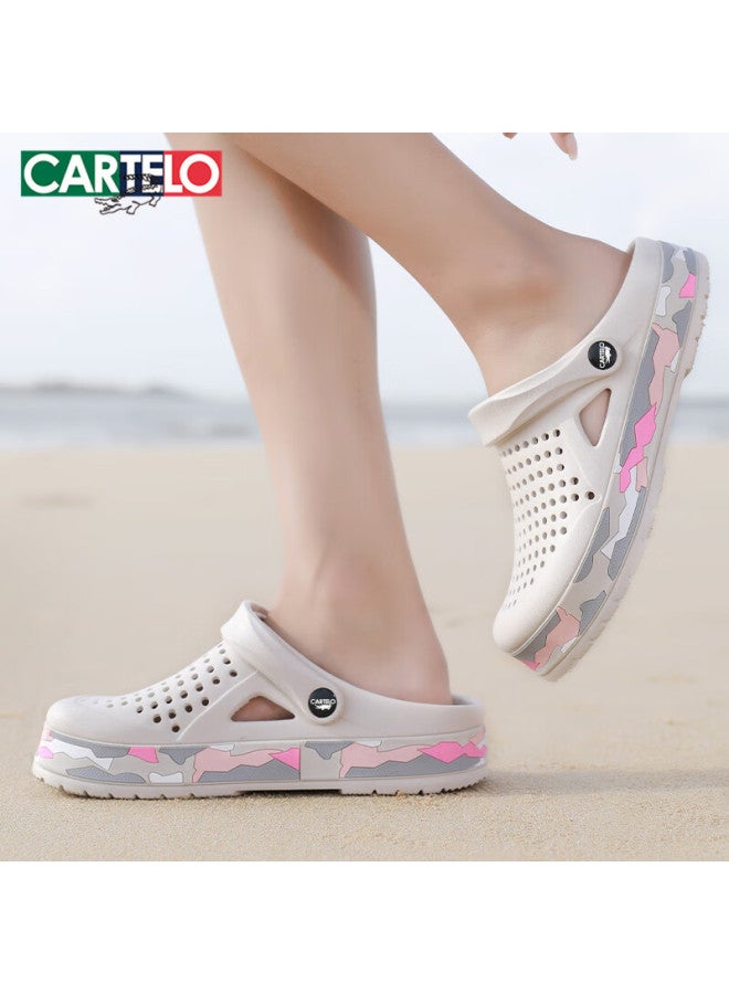 CARTELO Crocodile Perforated Shoes, Women'S Sandals, Casual Garden Slippers, Dual-Use Beach Shoes, Sandals For Women, 1287 White, Size 37 - Image 4