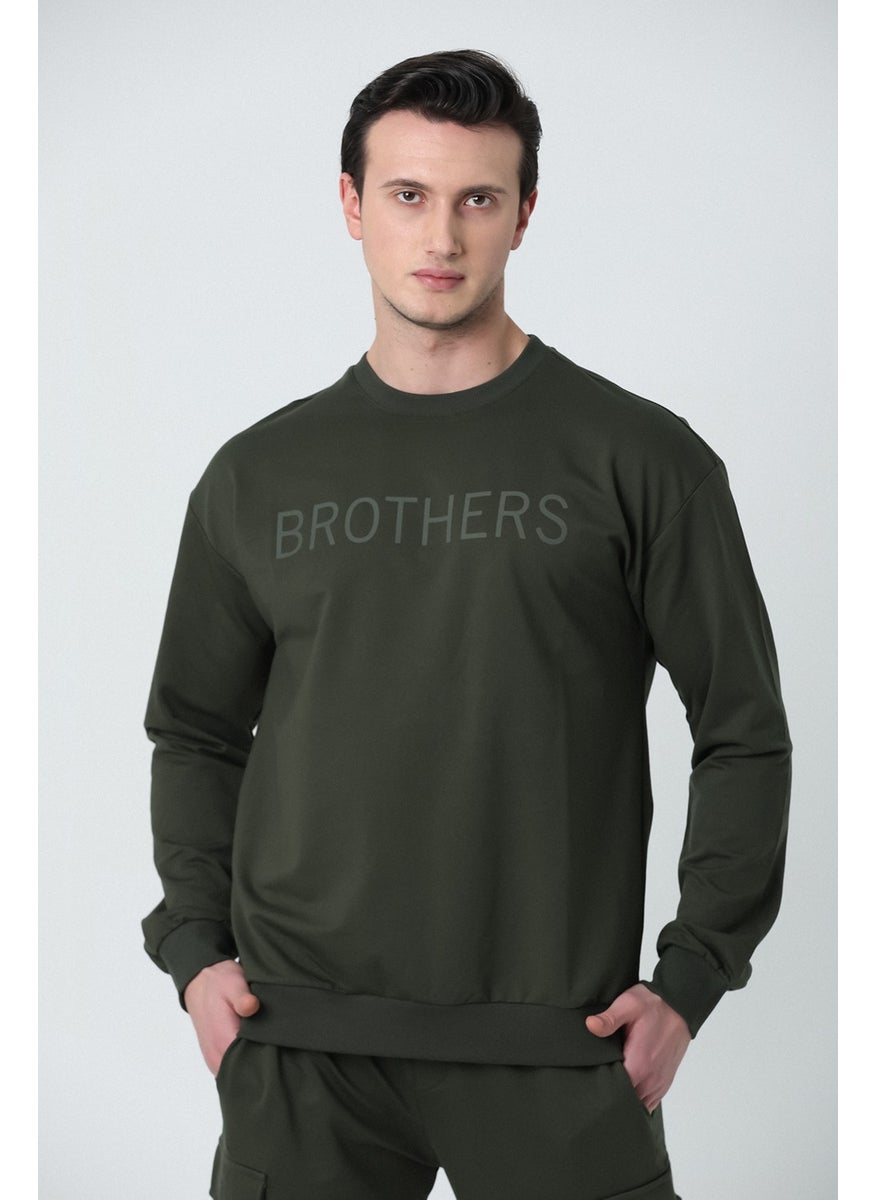 Men's Oversize Crew Neck 2 Thread Combed Cotton Sweatshirt Khaki Green - pzsku/ZEECC6F6BB7533279D108Z/45/_/1740652538/32ec7282-906a-4d6b-bc90-9fe86cf43dd3