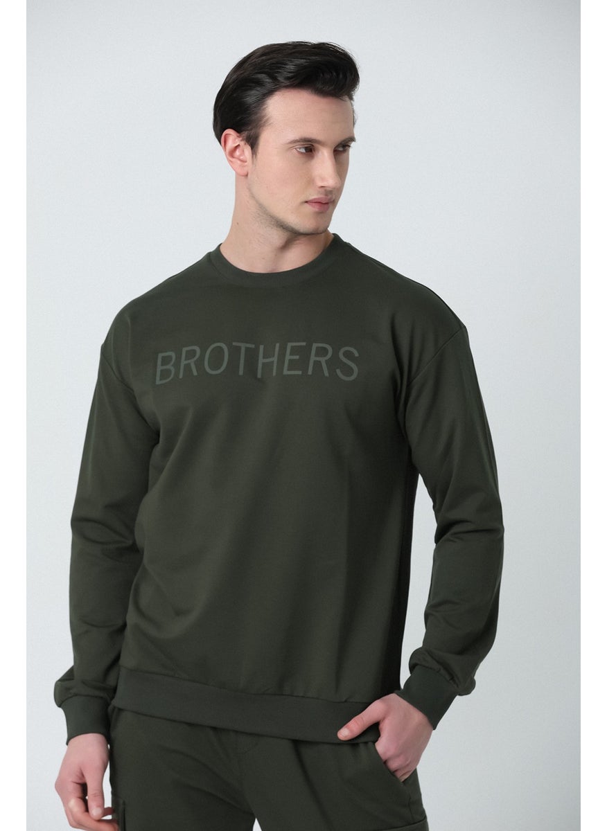 Men's Oversize Crew Neck 2 Thread Combed Cotton Sweatshirt Khaki Green - pzsku/ZEECC6F6BB7533279D108Z/45/_/1740652541/eb59c999-2fb1-4df0-9d8f-5e55b0268a0c