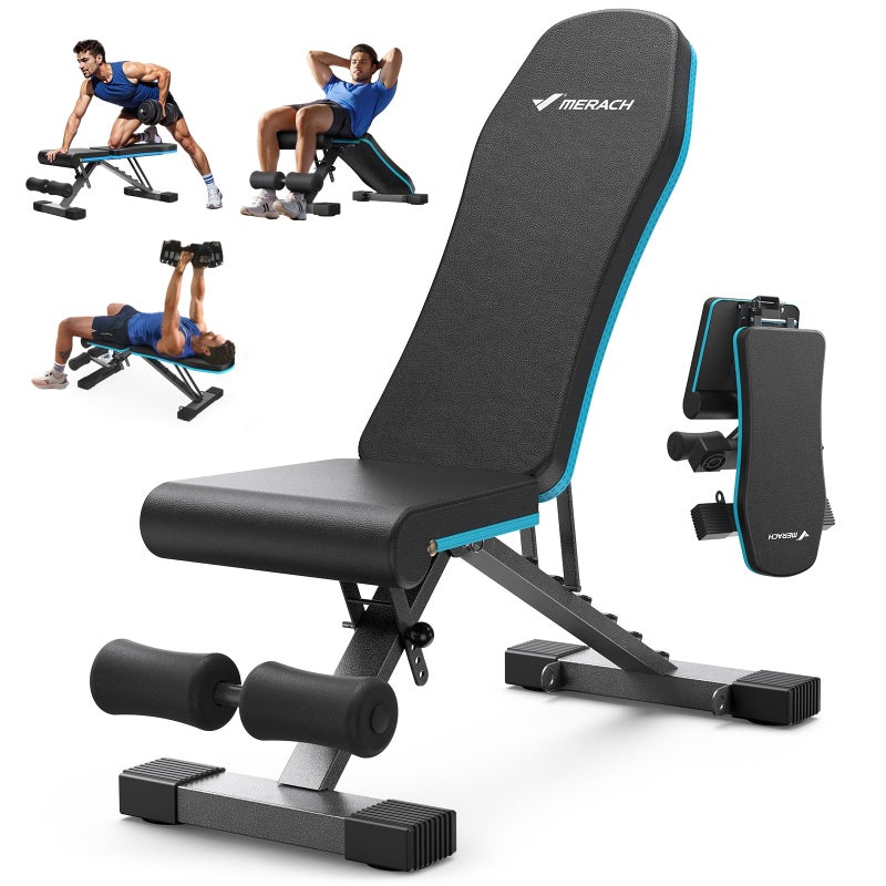 MERACH Weight Bench, Foldable Weight Benches for Home Gym with 990 LBS, Adjustable Weight Bench with 72 Training Angles, Incline Bench Press for Full Body - Image 1