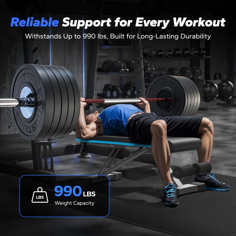 MERACH Weight Bench, Foldable Weight Benches for Home Gym with 990 LBS, Adjustable Weight Bench with 72 Training Angles, Incline Bench Press for Full Body - Image 4