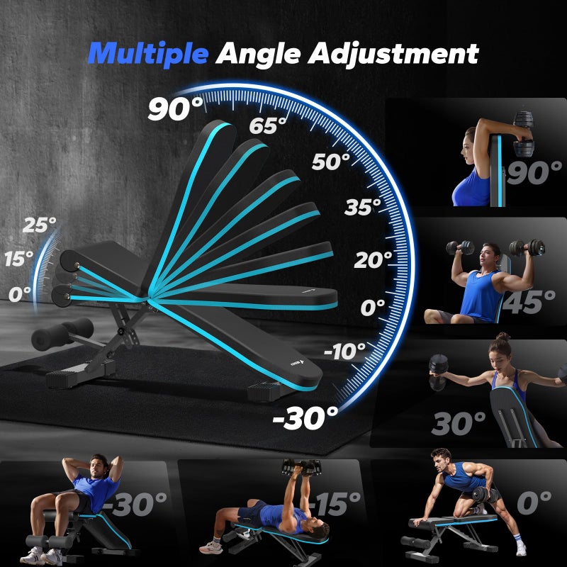 MERACH Weight Bench, Foldable Weight Benches for Home Gym with 990 LBS, Adjustable Weight Bench with 72 Training Angles, Incline Bench Press for Full Body - Image 2