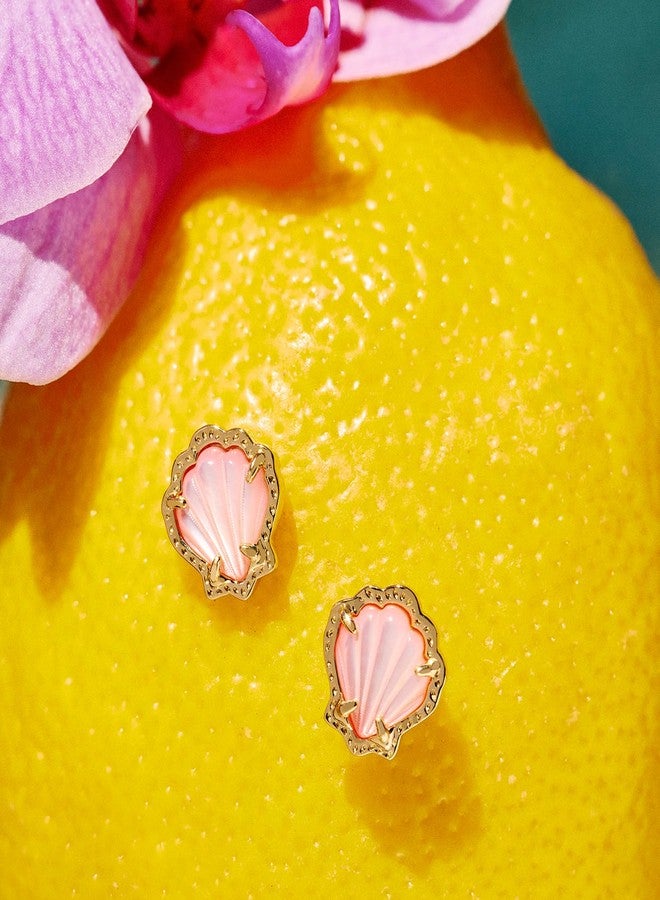 كيندرا سكوت أقراط كيندرا سكوت برين شيل المرصعة، مصنوعة من النحاس المطلي بالذهب عيار 14 قيراطًا، مرصعة بعرق اللؤلؤ العاجي، مجوهرات أنيقة للنساء - Image 3