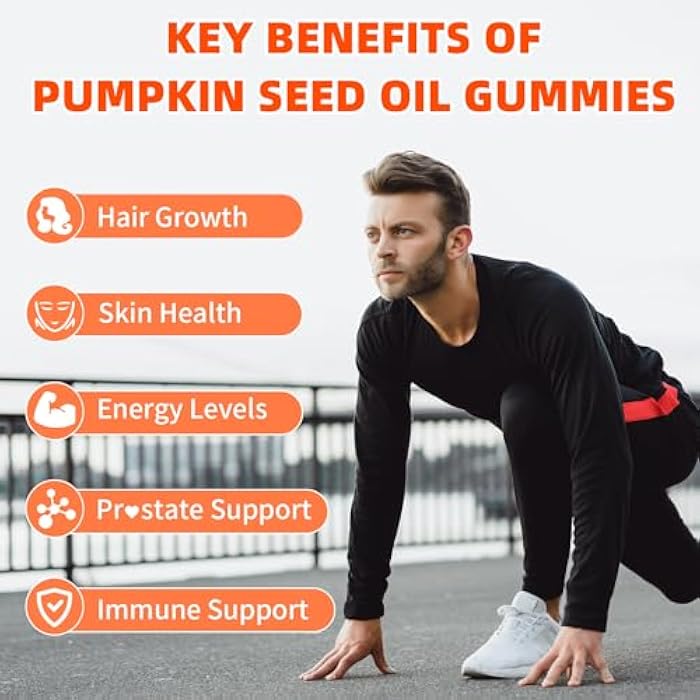 Mchokuu Pumpkin Seed Oil Supplement Gummies with Saw Palmetto for Hair Growth & Skin Health Support, High Pure Extract for Women & Men Extra Strength Pumpkin Seed, Strawberry Flavor, 60 Count - Image 4