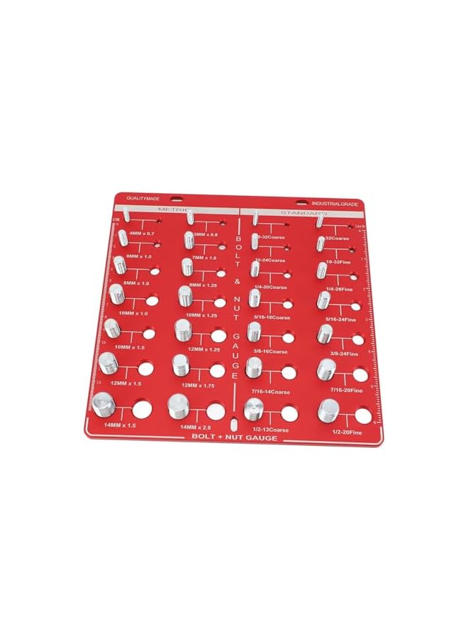 PROMASS Nut and Bolt Thread Checker, Bolt & Nut Identifier Gauge, Inch & Metric Sizes, 28 Holes Bolt Size and Thread Gauge, Aluminum Alloy Nuts Bolts Sizing Gauges - Image 4
