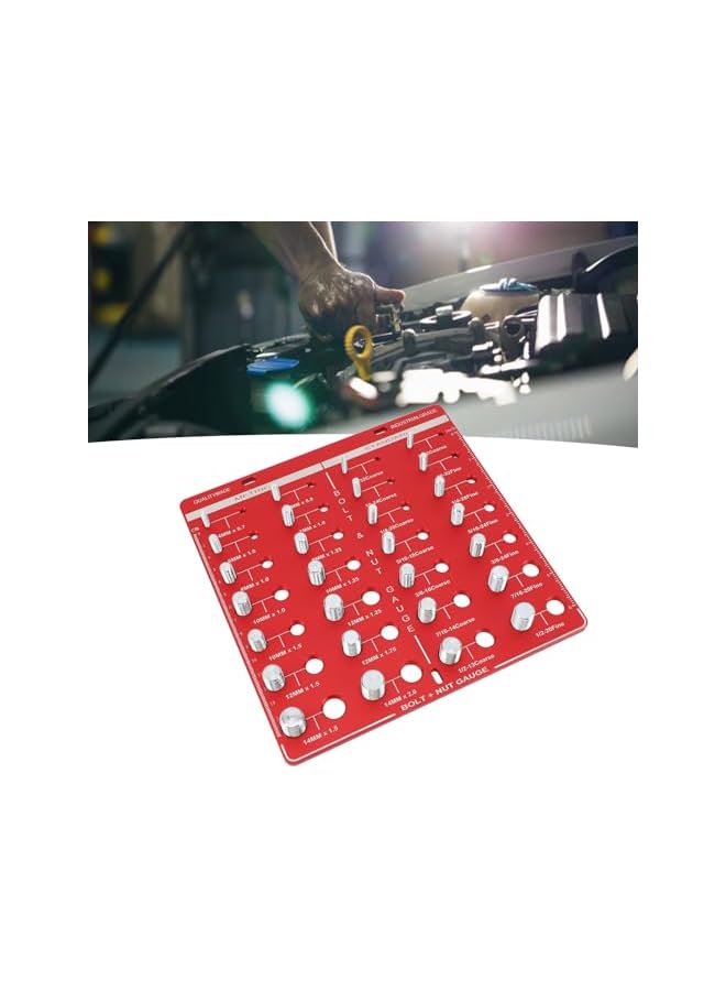PROMASS Nut and Bolt Thread Checker, Bolt & Nut Identifier Gauge, Inch & Metric Sizes, 28 Holes Bolt Size and Thread Gauge, Aluminum Alloy Nuts Bolts Sizing Gauges - Image 3