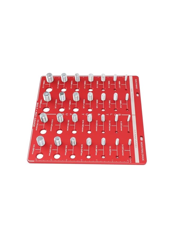 PROMASS Nut and Bolt Thread Checker, Bolt & Nut Identifier Gauge, Inch & Metric Sizes, 28 Holes Bolt Size and Thread Gauge, Aluminum Alloy Nuts Bolts Sizing Gauges - Image 5