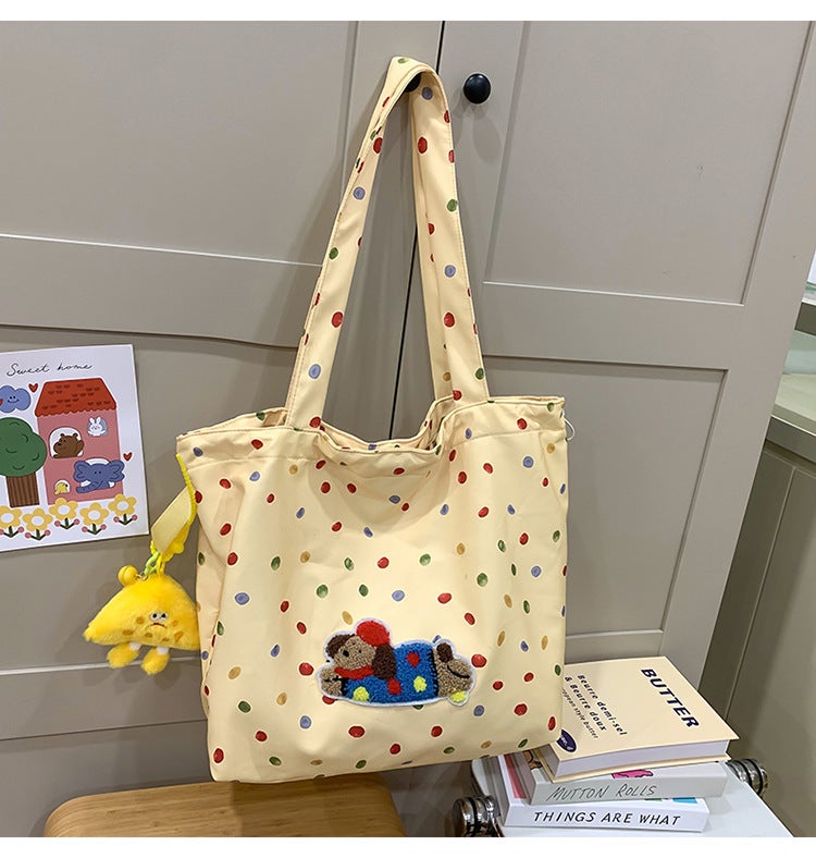 Korean-Style High-Value New Simple Lazy Style Shoulder Bag Cute Polo Dog Girl Shopping Tote Bag