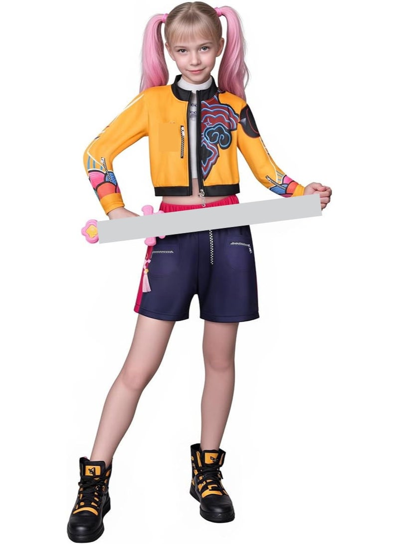 Halamodo مجموعة فتيات كي -بي -بي، مجموعة أزياء لومي كوزبلاي، أزياء المطربة الشعبية المطبوعة للأداء، مجموعة ملابس أداء مسرح رقص الفتيات، أزياء حفلة لعب الأدوار، مناسبة لأداء المسرح، حفلات المواضيع، عروض المواهب وأوقات مختلفة، بالنسبة لعمر 3-10 أزياء أداء الأطفال - Image 2