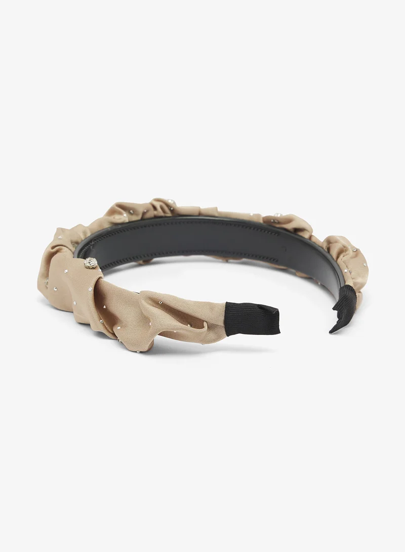 خزانة Satin Ruched Rhinestone Detail Headband
