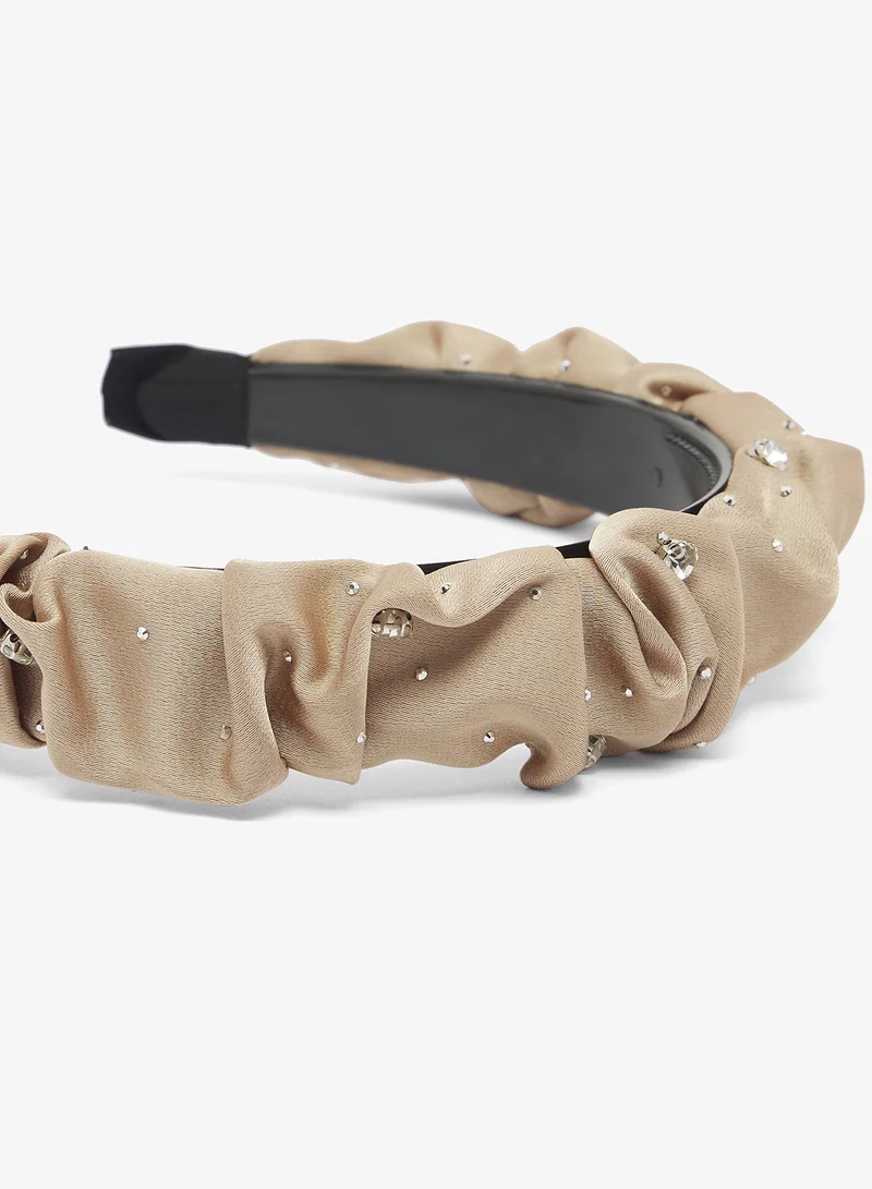 Khizana  Satin Ruched Rhinestone Detail Headband for Women | Best Price UAE
