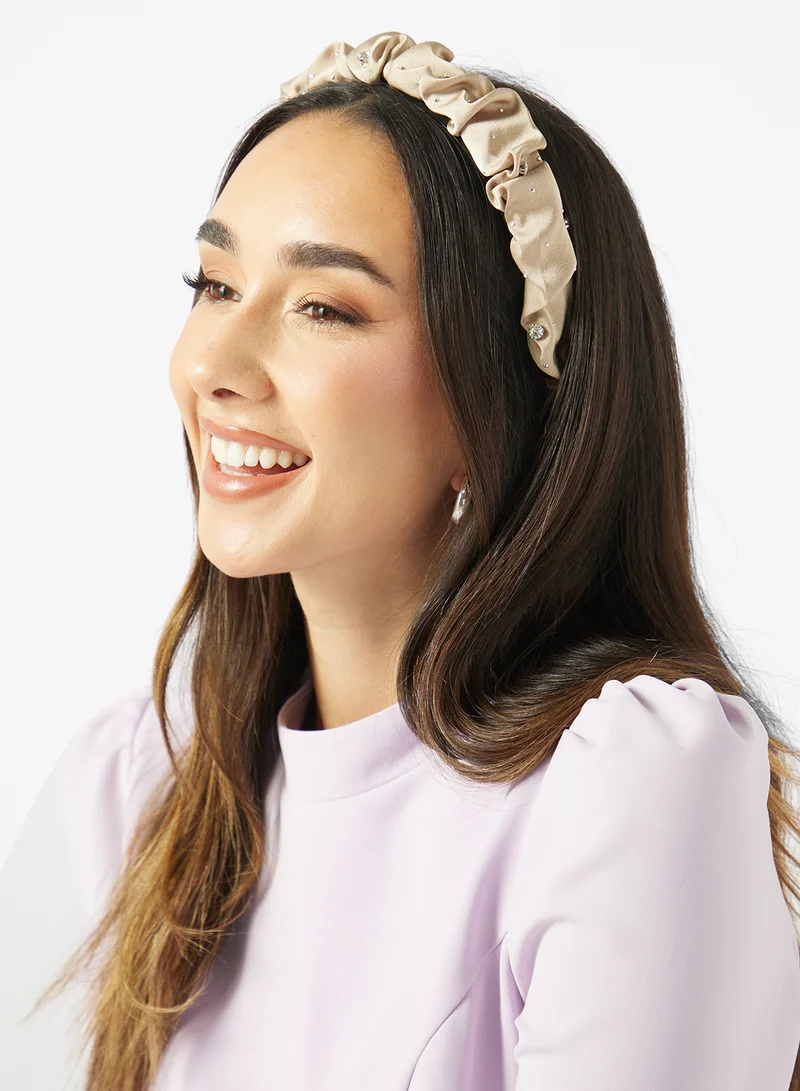 Khizana  Satin Ruched Rhinestone Detail Headband for Women | Best Price UAE