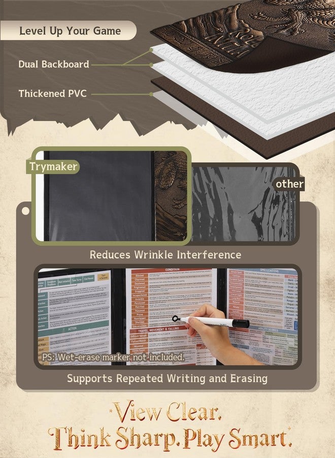 Trymaker Dm Screen 5e, DND Dungeon Master Screen Faux Leather, Gm Screen, D&D Dungeons and Dragon Accessories Gift - Image 4
