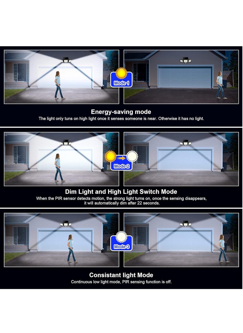ماركة غير محددة أضواء الشمس للخارج، 210 خرزات LED 2500LM أضواء الحركة مع التحكم عن بعد، IP65 مقاوم للماء، 3 أضواء أمان LED ، إضاءة زاوية واسعة 360° مع 3 أوضاع، حزمة من 2  - Image 5