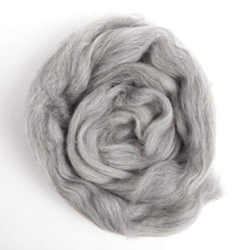 Desert Breeze Distributing 100% Natural Merino Wool Roving - Premium Combed Top Merino Roving Wool - Tapestry, Spinning, Wet Felting & Needle Felting Supplies - 21.5 Micron - 1 oz, Color Grey - Image 3