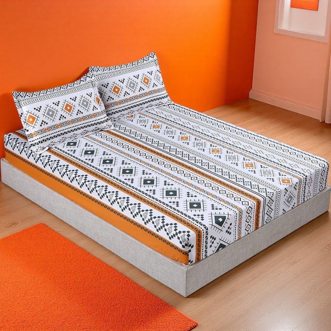 3PCS COLORFUL BOHO BED SHEET FULL SIZEBURNT ORANGE SHEETS PRINTEDBOHO BEDDING FULL1 FITTED SHEET WITH 2 PILLOWCASES14 INCHES DEEP