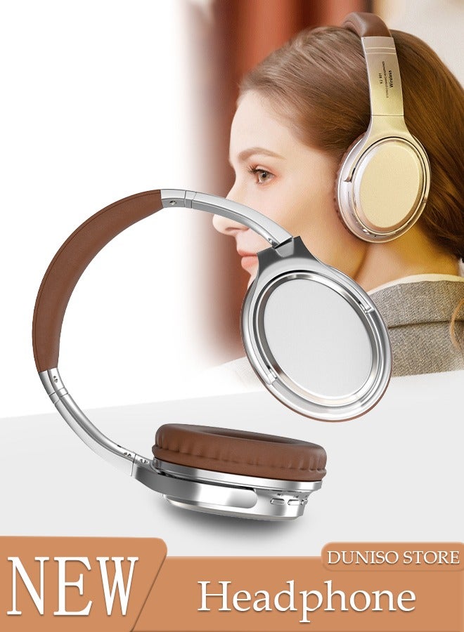 DUNISO Vintage Bluetooth Headphones With Over Ear Wireless Gaming Headphones with HiFi Stereo Headphones with Microphone and Soft Earpads for Cellphone PC Home Office - Image 1