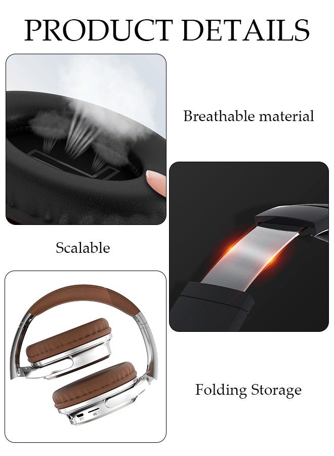 DUNISO Vintage Bluetooth Headphones With Over Ear Wireless Gaming Headphones with HiFi Stereo Headphones with Microphone and Soft Earpads for Cellphone PC Home Office - Image 3