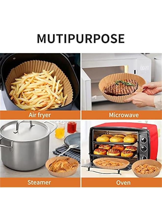 بطانة ورقية يمكن التخلص منها للمقلاة الهوائية ، ورق طهي للمقلاة الهوائية ، بطانات غير لاصقة للمقلاة الهوائية ، ورق خبز للمقلاة الهوائية مقاوم للزيت ، ورق خبز صالح للأغذية للخبز والتحميص في الميكروويف 6.3 بوصة (25 قطعة) - Image 4