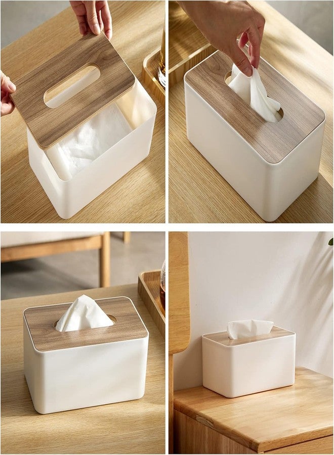 PRAMANTA Rectangular Plastic Tissue Box with Bamboo Lid – Tissue Dispenser for Living Room, Office, Car, and Bathroom, 21 * 13 * 9.5cm (1Pcs) - Image 4